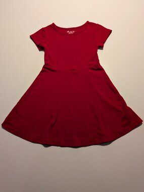 The Children’s Place Girls XS 4 Red Skater Dress Short Sleeve Cotton Blend